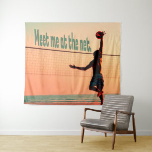 Volleyball Meet me At The Net Tapestry