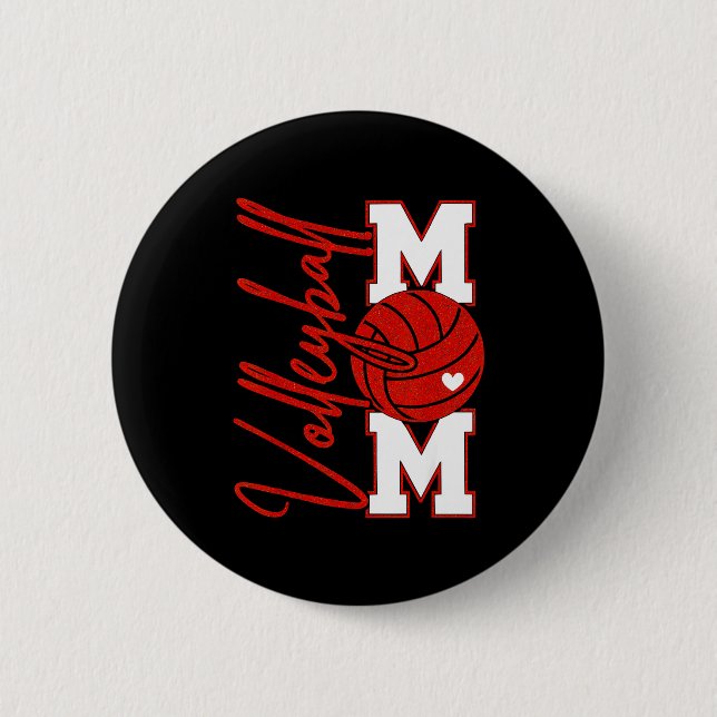 Volleyball Mom Game Day Mama Srts Volleyball Famil 6 Cm Round Badge (Front)