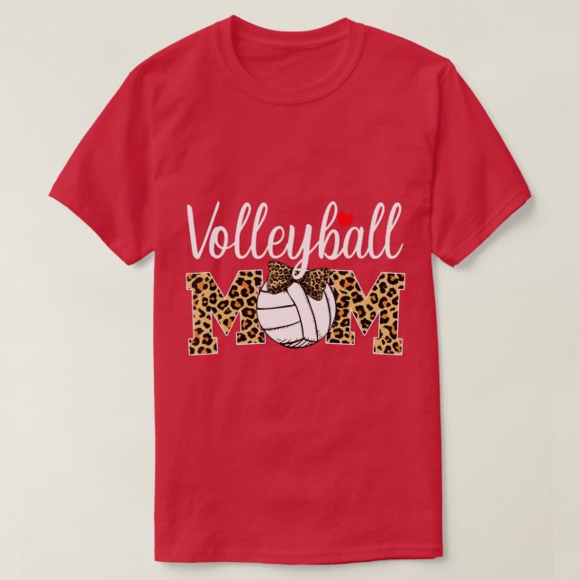 Volleyball Mom Leopard Funny Ball Mom Mothers Day  T-Shirt (Design Front)