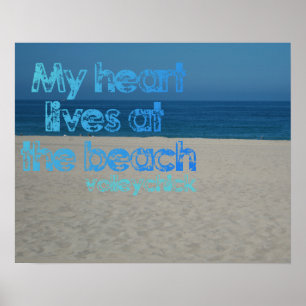 Volleyball motivation - heart at beach poster