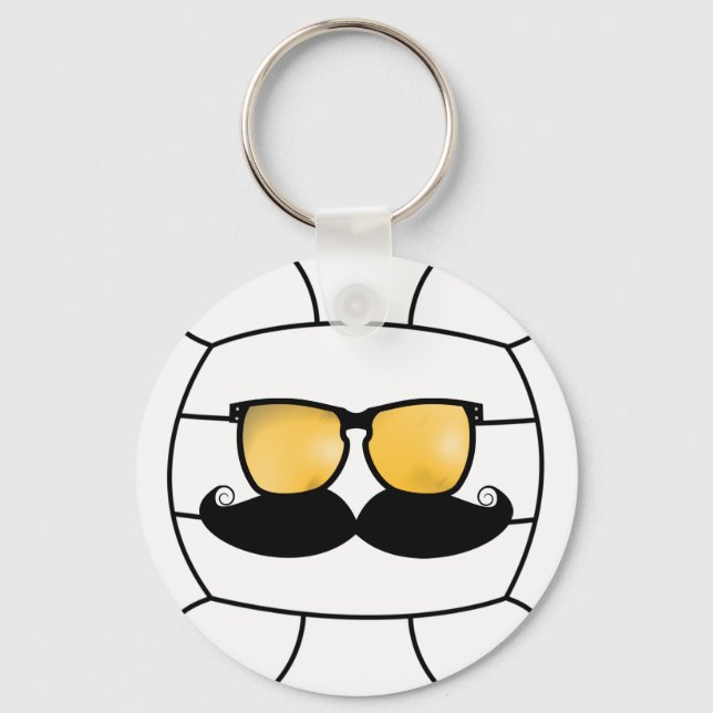 Volleyball Moustache Keychain (Front)