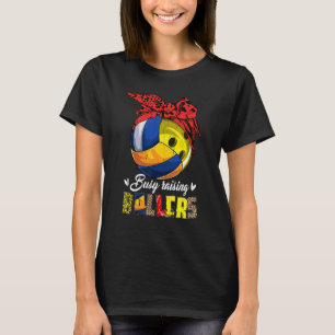 Volleyball Mum Bowling Mum Busy Raising Ballers  M T-Shirt