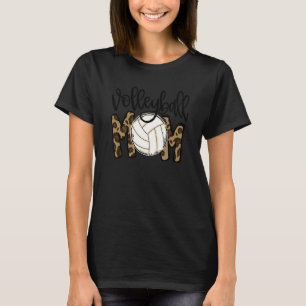 Volleyball Mum Leopard  Ball Mum Mother's Day Gift T-Shirt