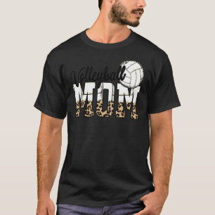 Volleyball Mum Leopard Ball Mum Mother's Day T-Shirt