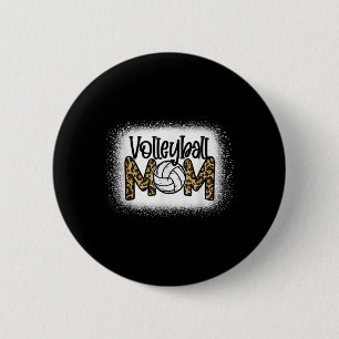 Volleyball Mum Leopard Bleached Fun Mother's Day W 6 Cm Round Badge