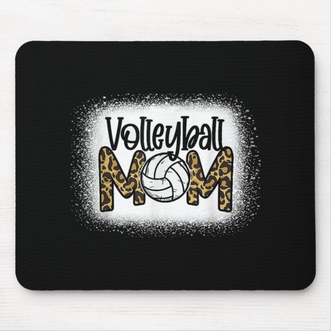 Volleyball Mum Leopard Bleached Fun Mother's Day W Mouse Mat (Front)