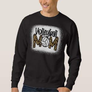 Volleyball Mum Leopard Bleached Mother's Day Sweatshirt