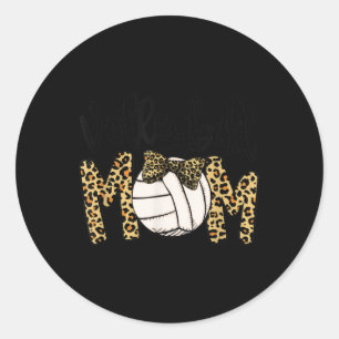 Volleyball Mum Leopard Fun Ball Mum Mother's Day G Classic Round Sticker
