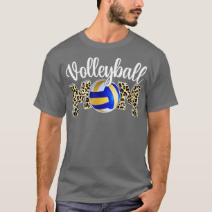 Volleyball Mum Leopard Funny Sport Ball Mum Mother T-Shirt
