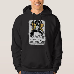 Volleyball Mum Leopard Messy Bun Ball Mum Mother's Hoodie