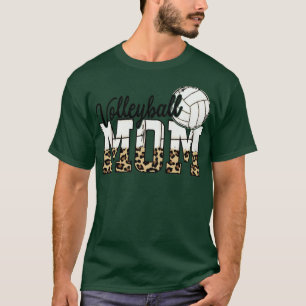 Volleyball Mum Leopard Skin Design T-Shirt