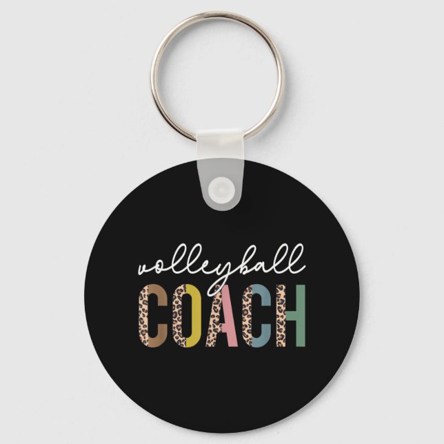 Volleyball Mum Leopard Volleyball Coach Team Gift  Key Ring (Front)