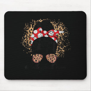 Volleyball Mum Messy Bun Leopard Mother's Day Moth Mouse Mat