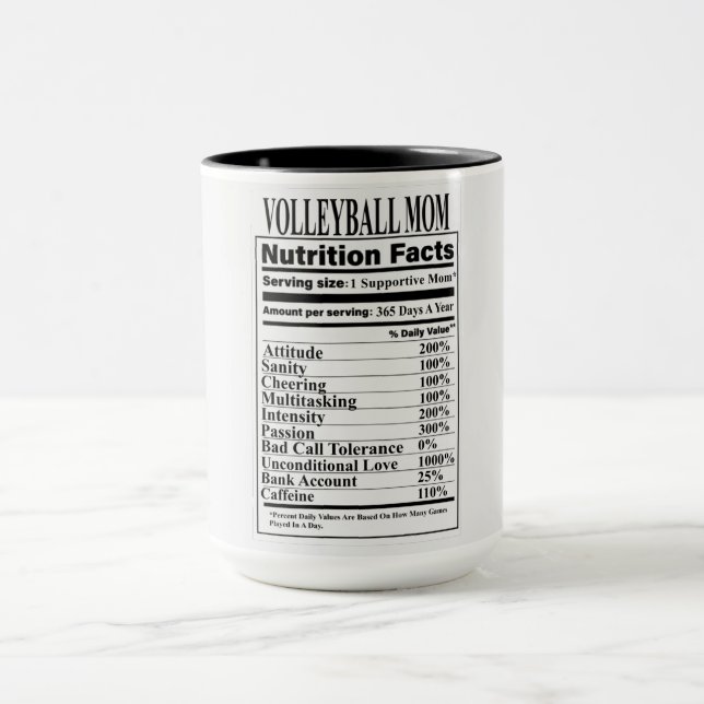 Volleyball Mum Nutrition Facts Mug (Center)