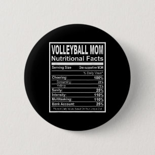 Volleyball Mum Nutritional Facts 6 Cm Round Badge