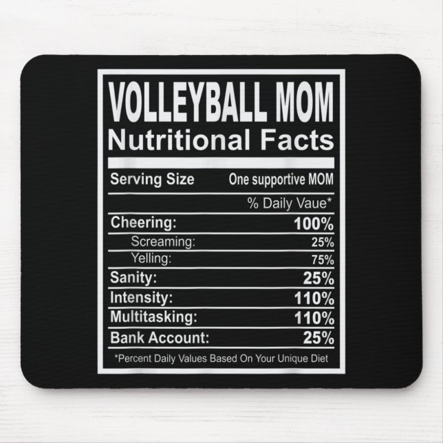 Volleyball Mum Nutritional Facts  Mouse Mat (Front)