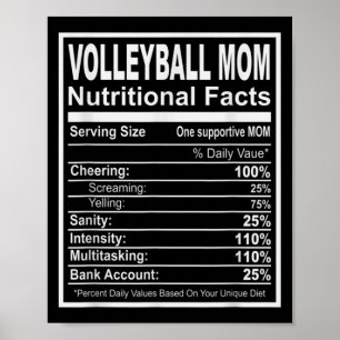 Volleyball Mum Nutritional Facts Poster