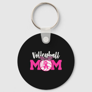 Volleyball Mum Pink Ribbon Breast Cancer Awareness Key Ring