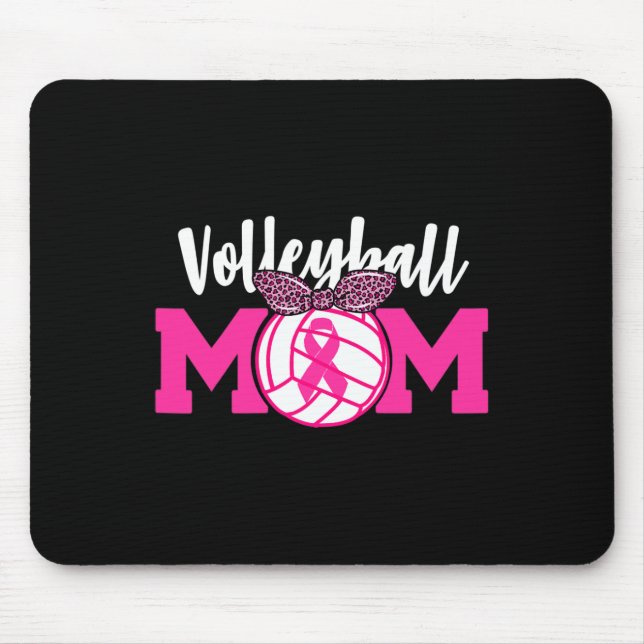 Volleyball Mum Pink Ribbon Breast Cancer Awareness Mouse Mat (Front)