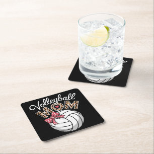 Volleyball Mum Square Paper Coaster