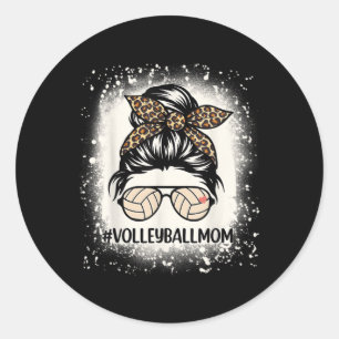 Volleyball Mum Volleyball Lover Mum Messy Bun Blea Classic Round Sticker