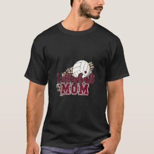 Volleyball Mum Volleyball Maroon Leopard For Mothe T-Shirt