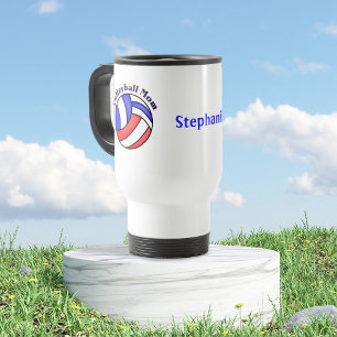 Volleyball Mum With Name Travel Mug