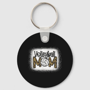 Volleyball Mum Women Leopard Cute Bleached Fun Mot Key Ring