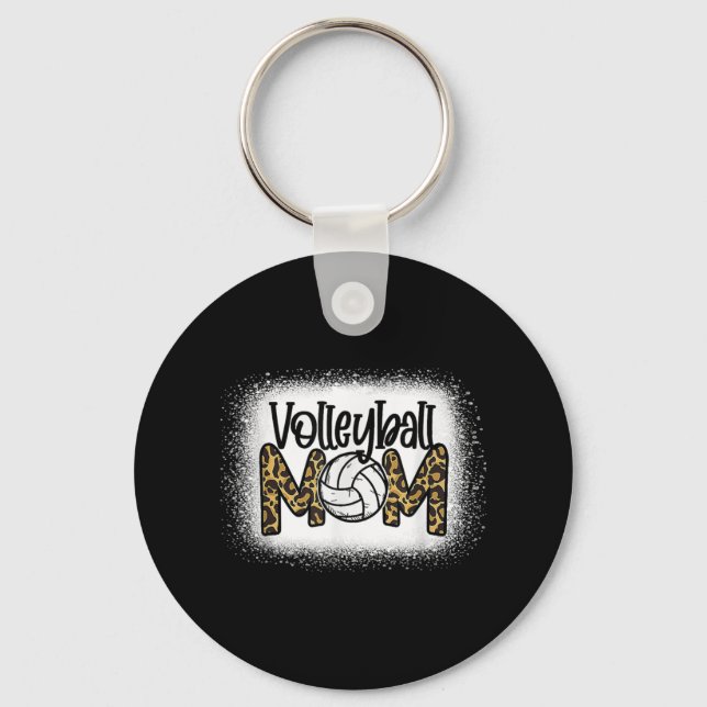 Volleyball Mum Women Leopard Cute Bleached Fun Mot Key Ring (Front)