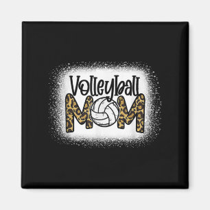 Volleyball Mum Women Leopard Cute Bleached Fun Mot Magnet