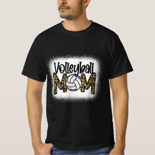 Volleyball Mum Women Leopard Cute Bleached Fun Mot T-Shirt