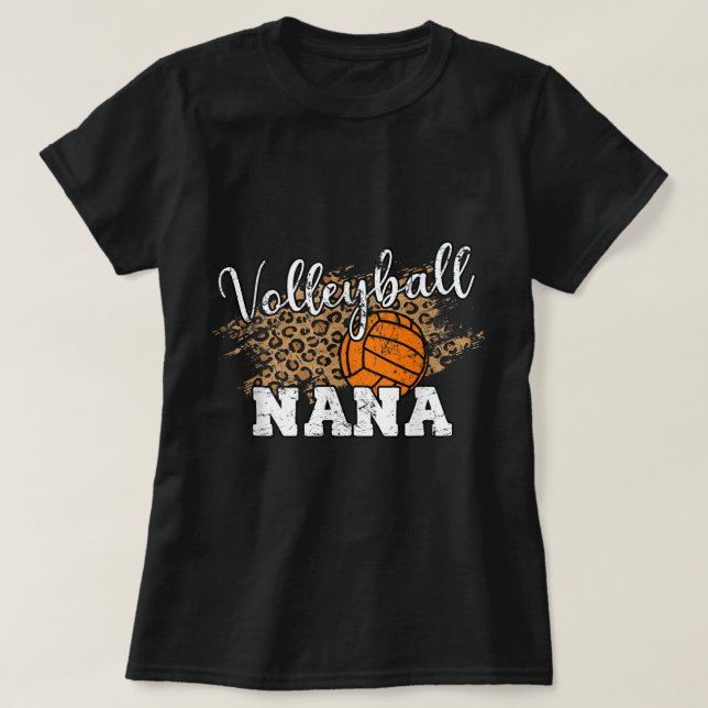 Volleyball Nana Leopard Fun Volleyball Nana  T-Shirt (Design Front)