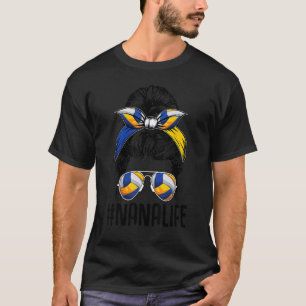 Volleyball Nana Life Messy Bun Hair Sport Mum Moth T-Shirt
