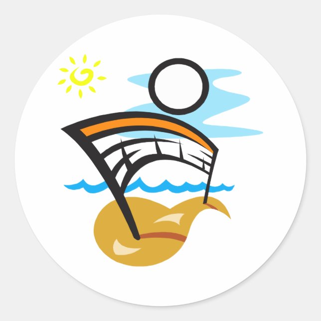 Volleyball Net & Ball Classic Round Sticker (Front)