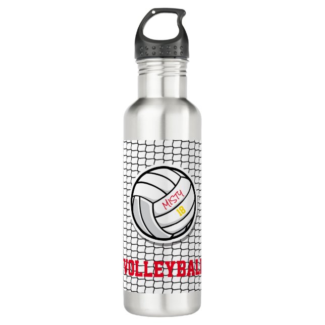 Volleyball Net Custom Player Name Number Ball 710 Ml Water Bottle (Front)