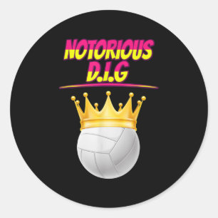 Volleyball Notorious Dig Fun Quote Sarcastic Classic Round Sticker