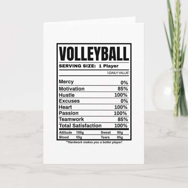 Volleyball Nutrition Facts Card (Front)