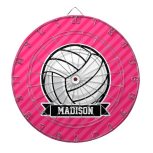 Volleyball on Neon Pink Stripes Dartboard