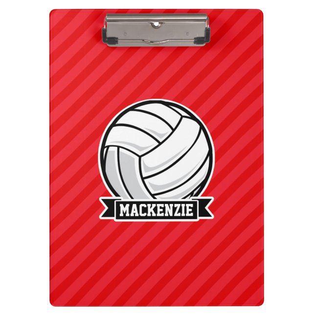 Volleyball on Red Diagonal Stripes Clipboard (Front)