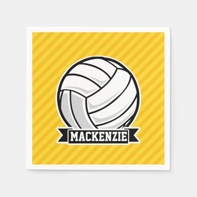 Volleyball on Yellow Stripes Napkin (Front)
