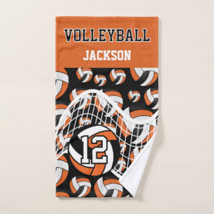 Volleyball - Orange, Black and White  Hand Towel