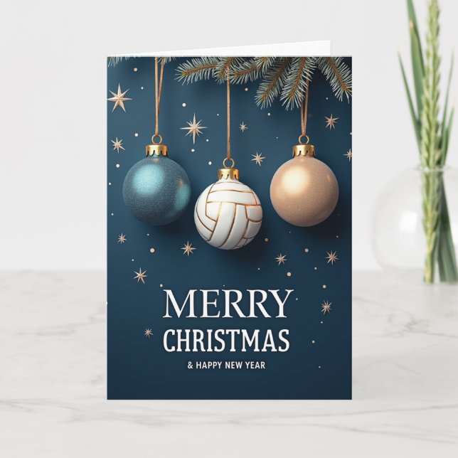 Volleyball Ornament Christmas Card (Front)