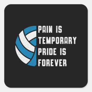Volleyball Pain Is Temporary Beach Retro Player Square Sticker