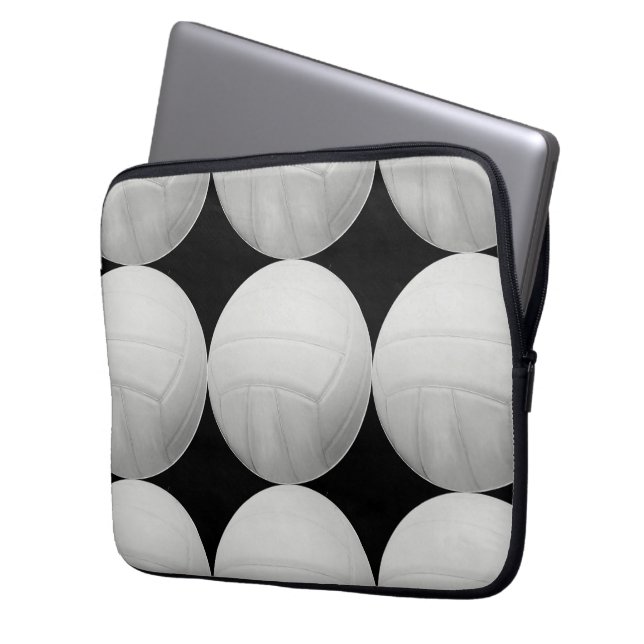 Volleyball Pattern on Black or any colour Laptop Sleeve (Front Left)