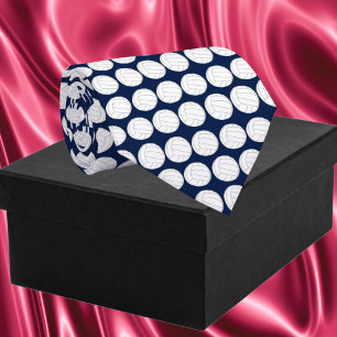 Volleyball Pattern Sports Themed Navy Blue Tie