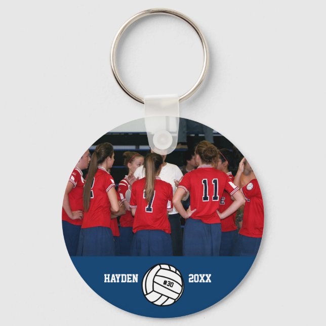 Volleyball Photo Name, Team, Number Custom  Key Ring (Front)