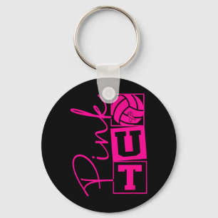 Volleyball Pink Out Breast Cancer Awareness Pink Key Ring