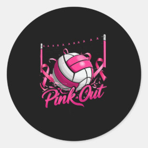 Volleyball Pink Out Breast Cancer Awareness Pink R Classic Round Sticker
