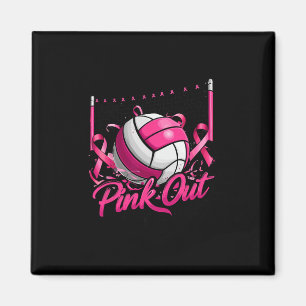 Volleyball Pink Out Breast Cancer Awareness Pink R Magnet
