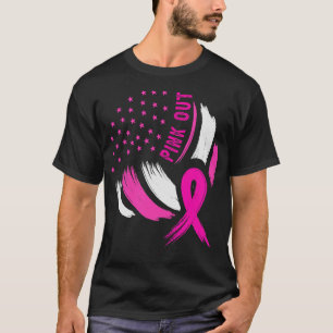 Volleyball Pink Out Breast Cancer Awareness Ribbon T-Shirt
